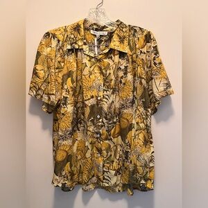 Rose & Olive Yellow and Brown Floral Blouse